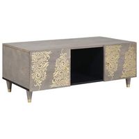 mesa de cafe gris 100 x 54 x 40 cm madera de mango maciza vidaxl