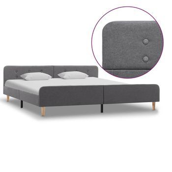 Estructura De Cama De Tela Gris Claro 180x200 Cm Vidaxl