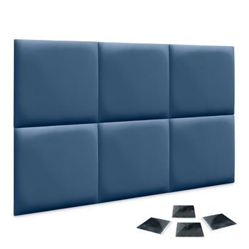 Dhome Juego De 6 Paneles Tapizados De Polipiel Premium Pack Autoadhesivos Para Pared Acústicos Absorbentes Protección (azul, 60x60cm, X6)