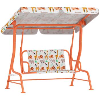 AIYAPLAY Balancín para niños Columpio de jardín 2 plazas 112x75x120cm Naranja   Aosom España