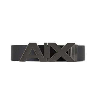 A|X Armani Exchange para hombre. 951058CC50543120 Cinturón de piel negro, marino (34), Casual, Clásico