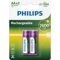 philips pack 2 pilas recargables 2600mah aa hr6