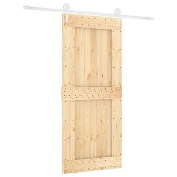 Puerta Corredera Natural Y Blanco 90 X 210 Cm Vidaxl