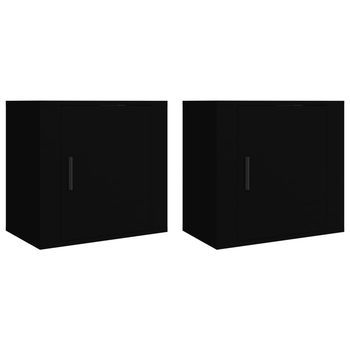 Pack 2 Uds Mesitas De Noche | Mesa Auxiliar | Mesilla De Pared Negro 50x30x47 Cm