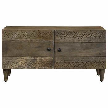 Mesa De Café - Mesa De Centro De Madera Maciza De Mango Gris Claro 80x50x40 Cm