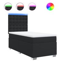 cama box spring individual con colchon cuero sintetico negro