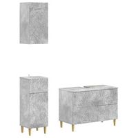 juego de armarios de bano de 3 piezas delft gris hormigon vidaxl