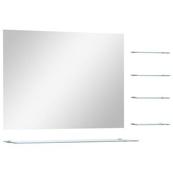 Espejo De Pared Con 5 Estantes Plateado 80x60 Cm Vidaxl