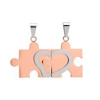 colgante pareja pieza puzzle acero inoxidable bicolor