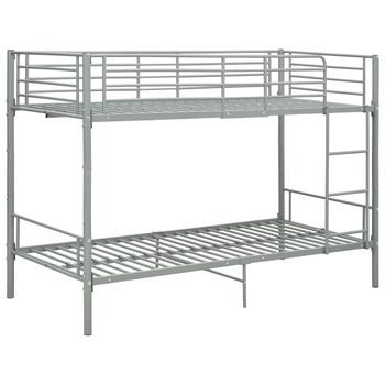 Cama Para Adultos | Cama Litera De Metal Gris 90x200 Cm