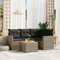 conjunto de sofas jardin con cojines 5 uds  mueble jardin mesa y sillas ratan sintetico gris cfw436451