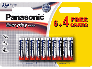Pilas AAA - Panasonic Everyday Power LR03, Batería alcalina, 6 + 4 unidades