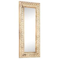espejo tallado a mano madera maciza de mango 110x50x26 cm vidaxl