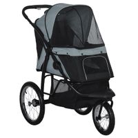 pawhut carrito para perros medianos pequenos con cesta de almacenaje capota ajustable y ventana de malla 111x58x107 cm gris