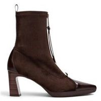 hispanitas zapatos de tacon botin bangkok cremallera marron para mujer
