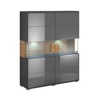 vajillero 2 puertas con led tableros de aglomerado laminados gris