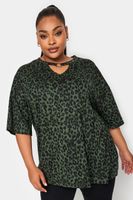 yours camiseta caqui leopardo anilla mujer curvy y tallas grandes yours