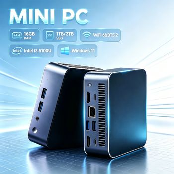 Mini PC Intel Core I3 6100U, Computadora de Estudio, Computadora de Oficina, Windows 11 Pro, PC Gamer, Mini PC Pequeño, 16GB RAM, 1TB/2TB SSD, PC de Bolsillo