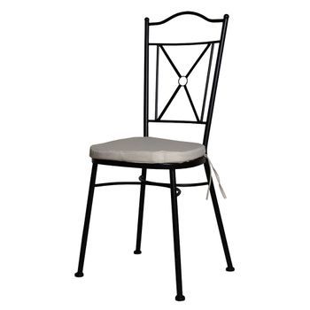 Silla Forja Negra Eme Mobiliario Con Cojín Disponible. Silla Apilable.