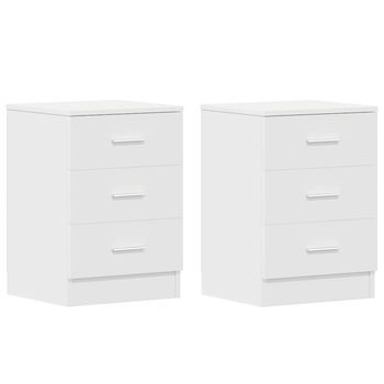 Juego De Mesitas De Noche - Mesillas Madera Contrachapada Blanco 38x35x56 Cm