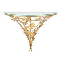 mesita de noche suspendida de metal dorado con mariposas cm 445x245x345