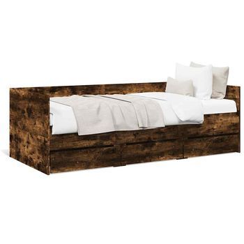 Sofá Cama | Sofá Convertible Con Cajones Sin Colchón Roble Ahumado 90x190 Cm