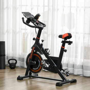 Bicicleta Estática Homcom De Acero Abs, 103x53x100-114cm, Negro Rojo