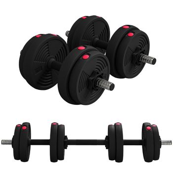 SPORTNOW Pesas 2 en 1 ajustables, pesas libres con mangos antideslizantes, 15KG - Barras incluidas