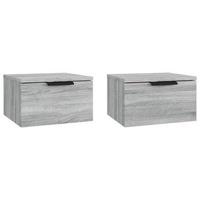 pack 2 uds mesita de noche  mesa auxiliar  mesilla de pared color gris sonoma 34x30x20 cm