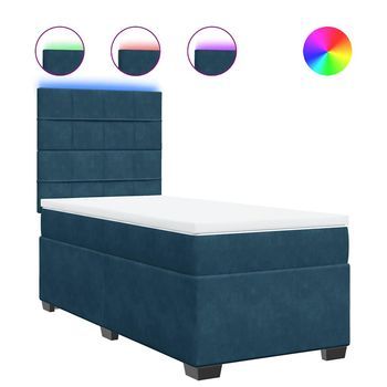 Cama Box Spring Con Colchón Terciopelo Azul 90x190 Cm Vidaxl