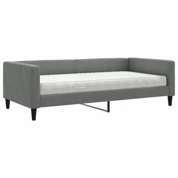 Cama Individual | Sofá Cama Con Colchón Tela Gris Oscuro 100x200 Cm Cfw88896