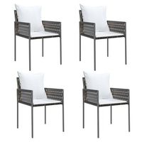 pack 4 uds sillas jardin  silla de exterior  sillon y cojines ratan sintetico marron 54x61x83cm
