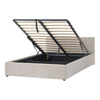 Cama Moderna De Tela 120 X 200 Cm Tela No Tejida Con Almacenaje Gris Pardo Lauresses
