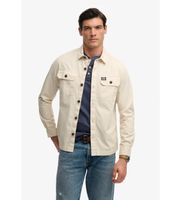 superdry para hombre m4011127a camisa 2 pocket beige l casual algodon manga larga