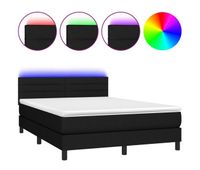 cama box spring colchon y luces led tela negro 140x200 cm rayas horizontales