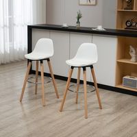 2 taburetes bar de pu pp espuma acero haya homcom 43x43x91cm-blanco
