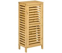 kleankin mueble auxiliar de bano de bambu armario de bano moderno con estantes ajustables mueble de almacenaje para salon cocina antivuelco 30x199x70 cm natural