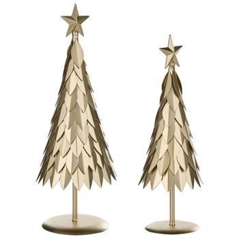 Conjunto De 2 Árboles De Navidad Adornos De Mesa De Metal Dorado Kemijoki