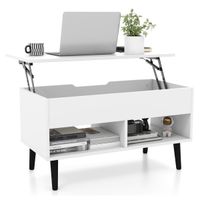 costway mesa de centro elevable con compartimento oculto y 2 estantes abiertos para salon 80 x 40 x 445 cm