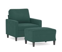 vidaxl sillon con taburete terciopelo verde oscuro 60 cm