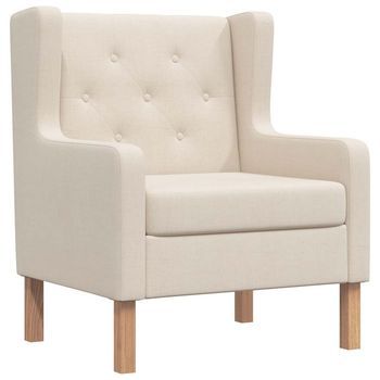 Sillón De Tela Color Blanco Crema Vidaxl