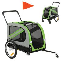 pawhut remolque de bicicleta para perros 2 en 1 carrito para mascotas plegable con cinturon de seguridad reflectores verde   aosom espana