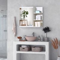 armario bano con espejo de melamina vidrio kleankin 60x18x50cm-blanco