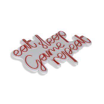 Iluminación Led Decorativa De Plástico Eat Sleep Game Repeat Rojo 51x40x2 Cm