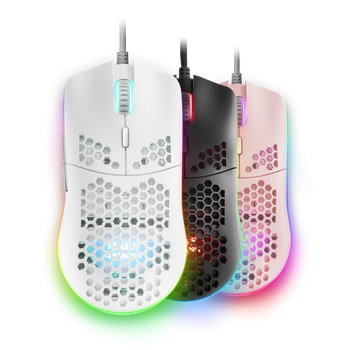 Mars Gaming MMAX Negro, Ratón Gaming Ultraligero, RGB Chroma, Diseño Hive, 12400 DPI, Ratón PC Negro, Rosa o Blanco