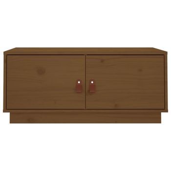Mesa De Centro Madera Maciza De Pino Marrón Miel 80x50x35 Cm