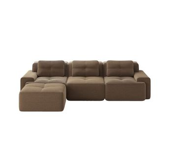 Sofá modular l 3 plazas - corduroy, chaise longue, montaje sin herramientas - marrón