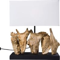 lampara flotante de madera con pantalla de algodon blanco 43 cm
