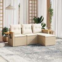 conjunto de sofas jardin con cojines 4 uds  mueble jardin mesa y sillas ratan sintetico beige cfw642634