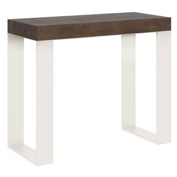 Consola Extensible 90x40/196 Cm Tecno Small Cemento Estructura Blanca